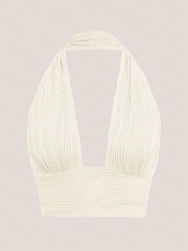 Solid backless vest style y2k top