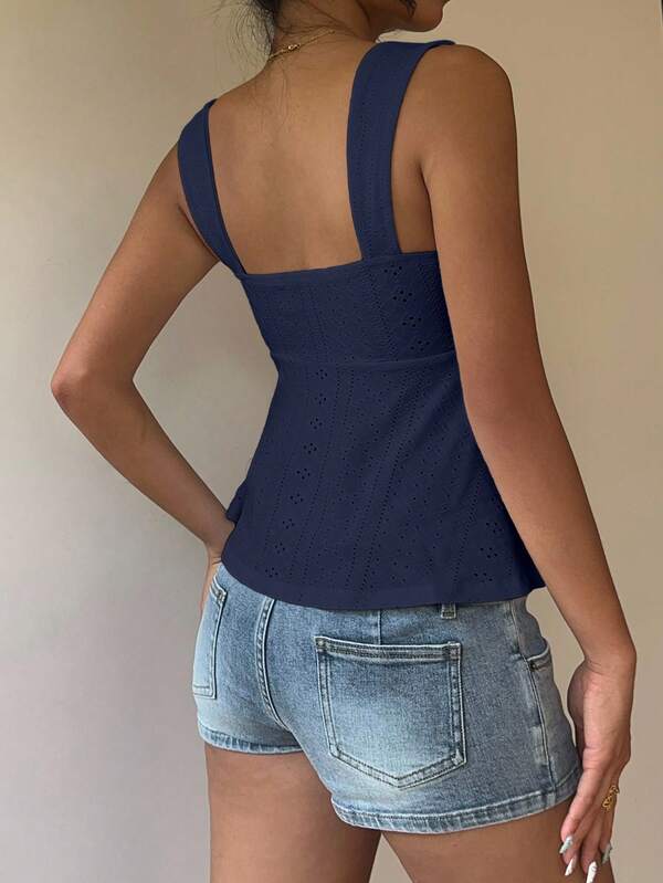 Navy blue knitted square neck cute casual women's tops baby doll shirts sexy summer women's tops