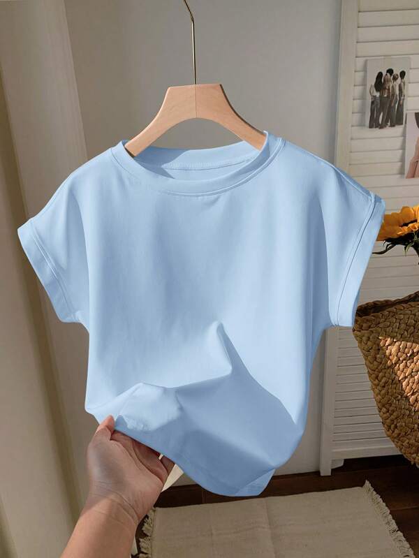 Women's Solid Color Round Neck Short Sleeve Casual All-Match T-Shirt