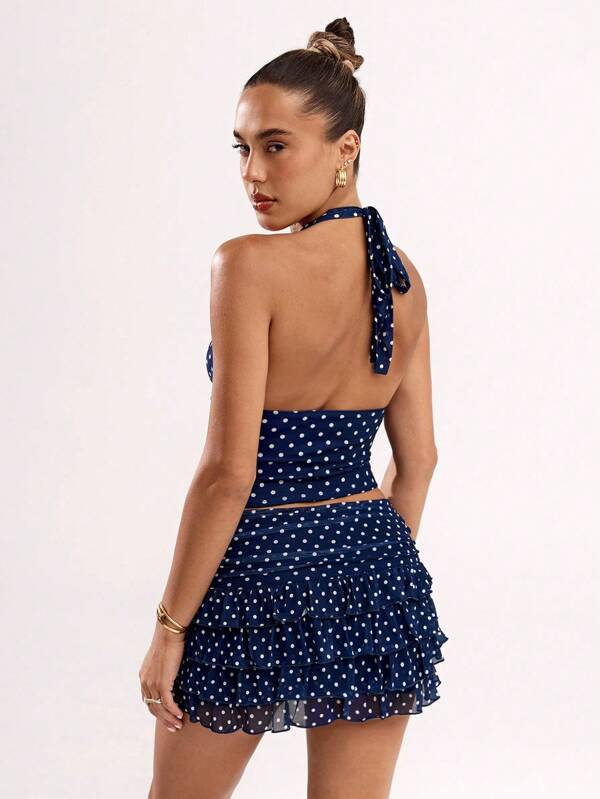 Women's backless halter neck printed slim casual vest